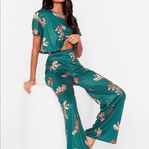 NASTY GAL Tiger Top & Pants Pajama Set